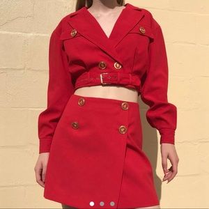 Caché red skirt & jacket set